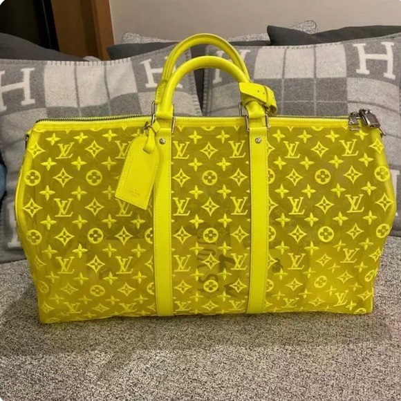 Louis Vuitton, Bags, Louis Vuitton Rare Mesh Keepall 5 Monogram Duffle Bag  Travel Bag Neon Hot Pink